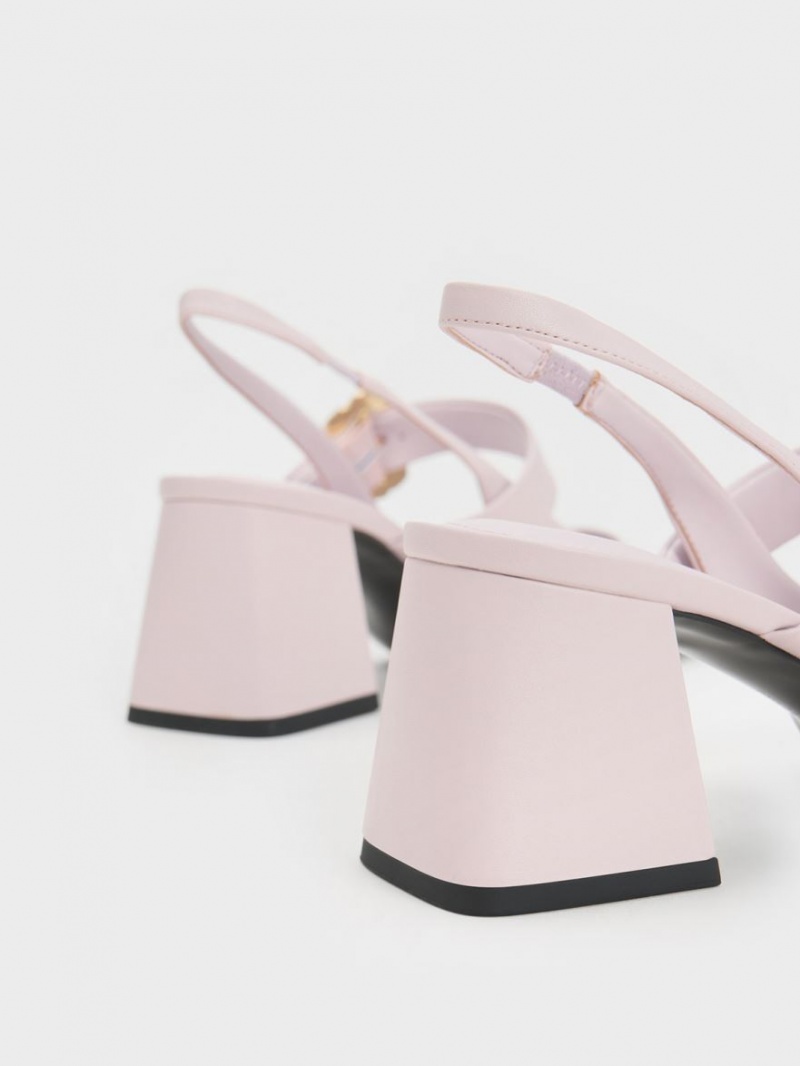 Charles & Keith Patent Two-Tone Pearl Spenne Slingback Pumps Lilla | MJYWQ5189