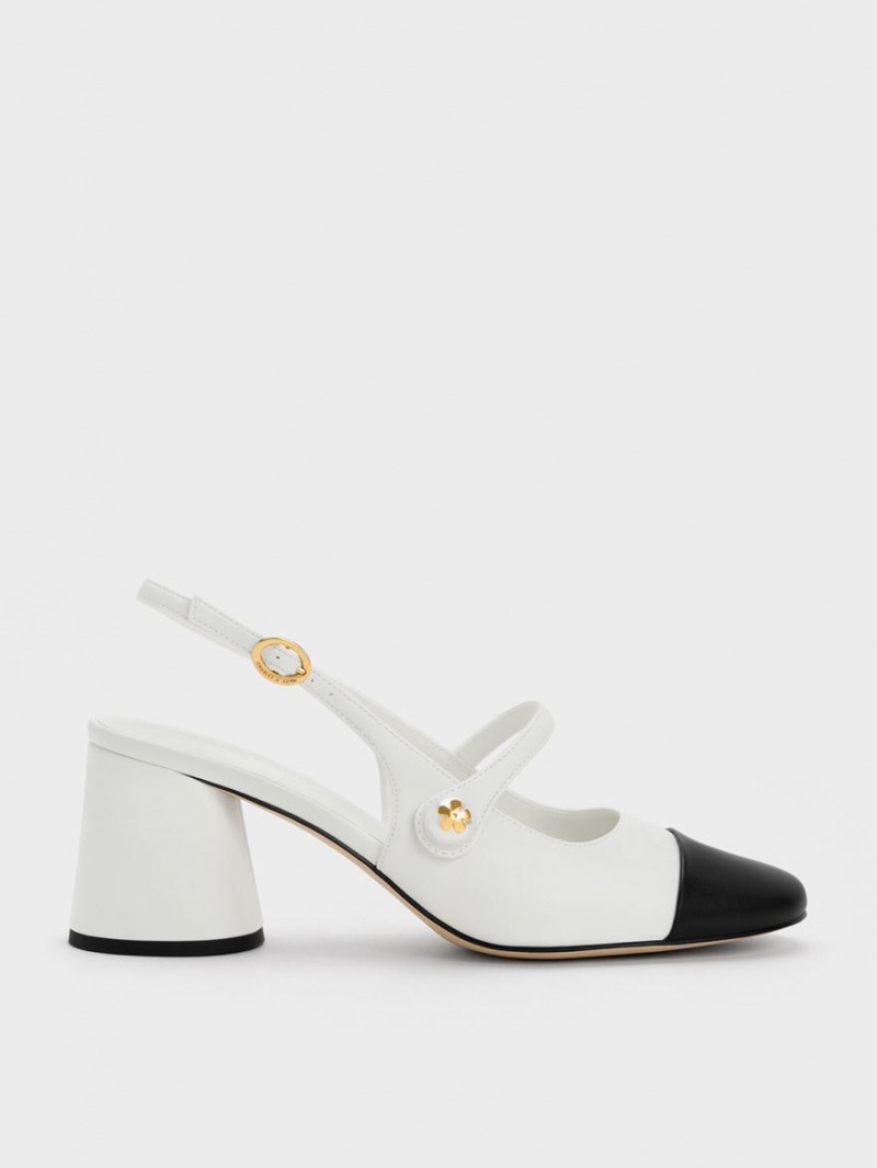 Charles & Keith Pearl Embellished Slingback Pumps Hvite | LVMKD4908