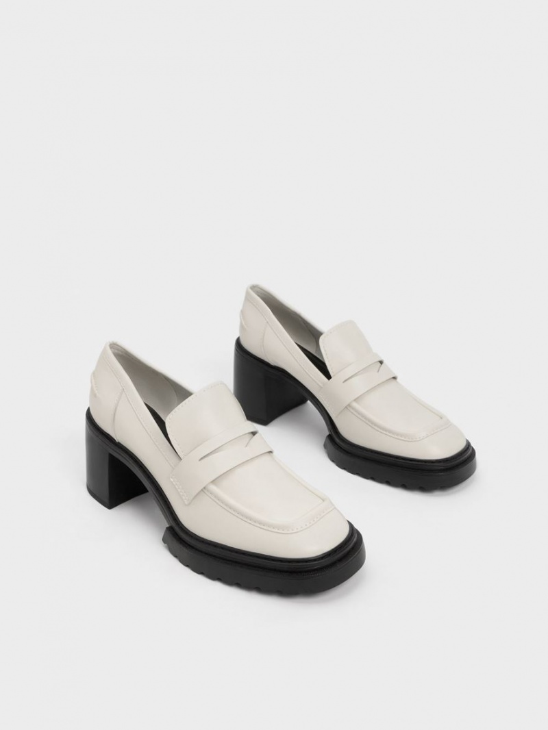 Charles & Keith Penny Loafer Pumps Hvite | KPSYZ7241