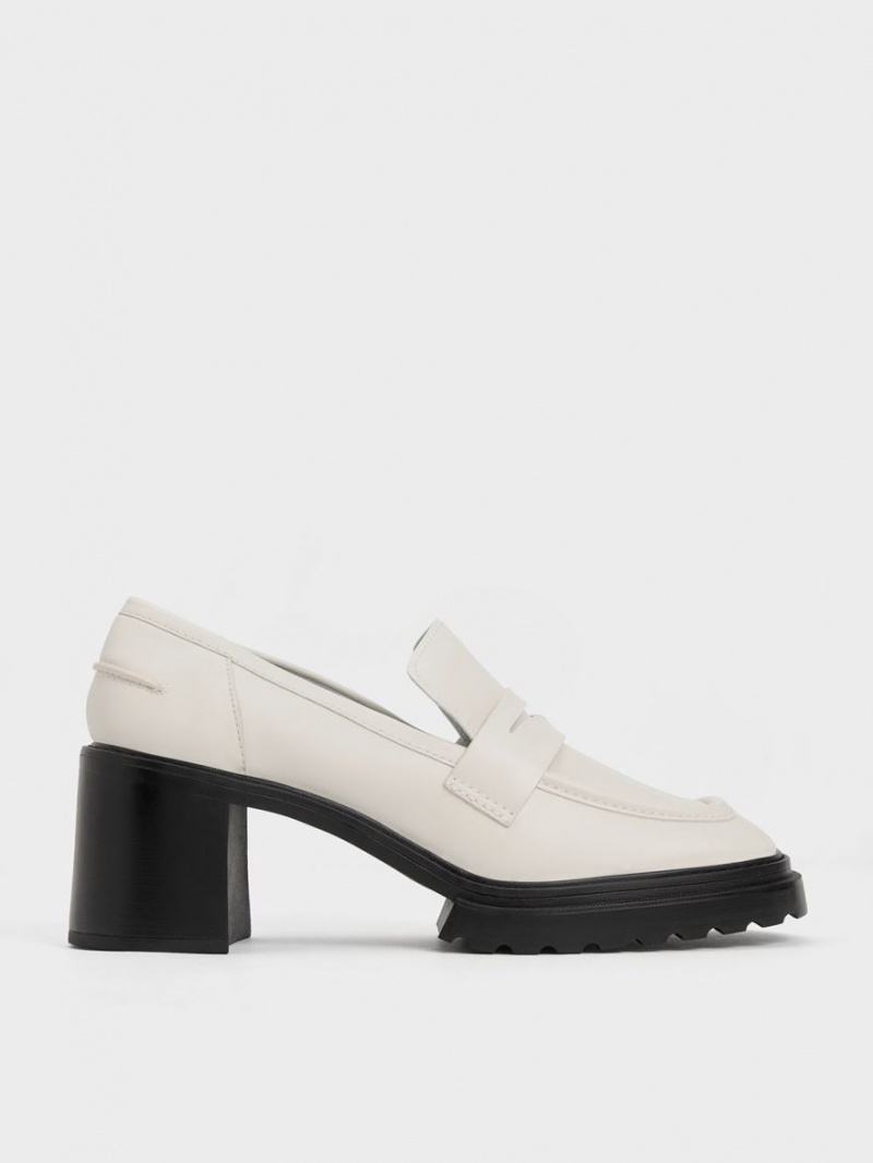 Charles & Keith Penny Loafer Pumps Hvite | KPSYZ7241