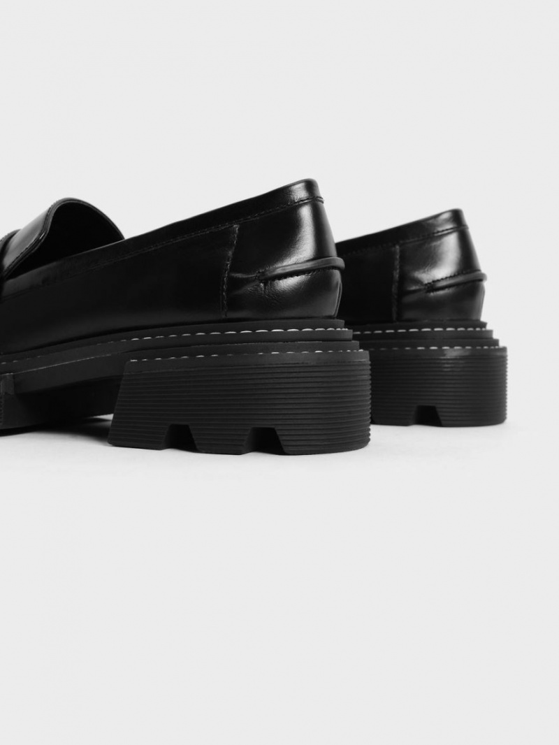 Charles & Keith Perline Chunky Penny Loafers Svarte | BVCOL6753