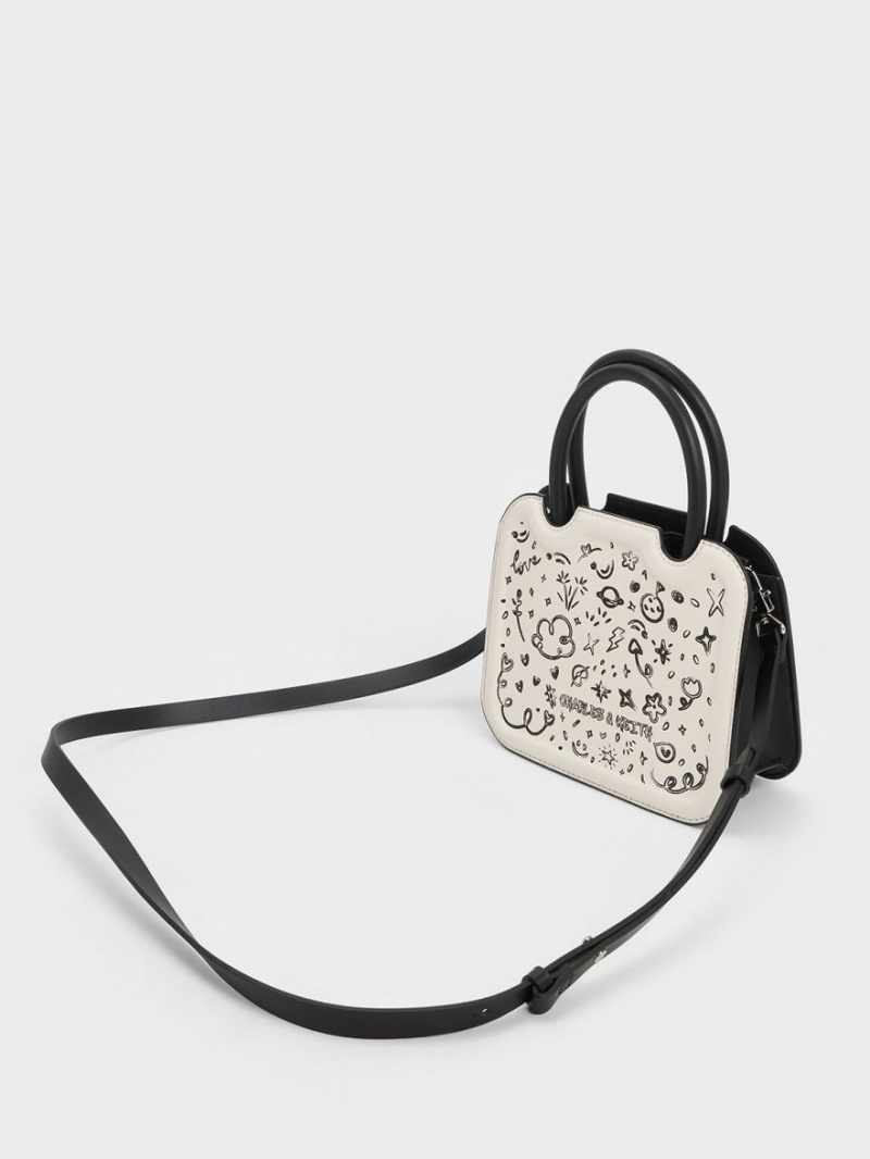 Charles & Keith Perline Sculptural Tote Veske Hvite | EOICB5604