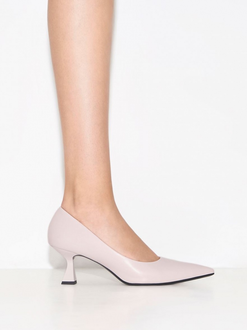 Charles & Keith Pointed-Tå Flare Heel Pumps Rosa | XNWOJ7613