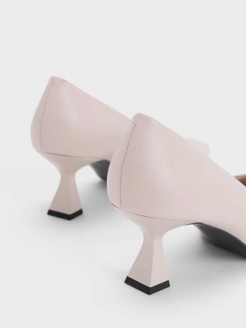 Charles & Keith Pointed-Tå Flare Heel Pumps Rosa | XNWOJ7613