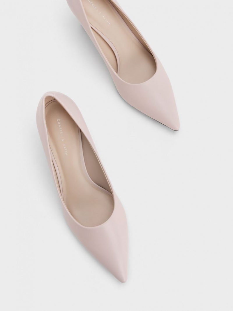 Charles & Keith Pointed-Tå Flare Heel Pumps Rosa | XNWOJ7613