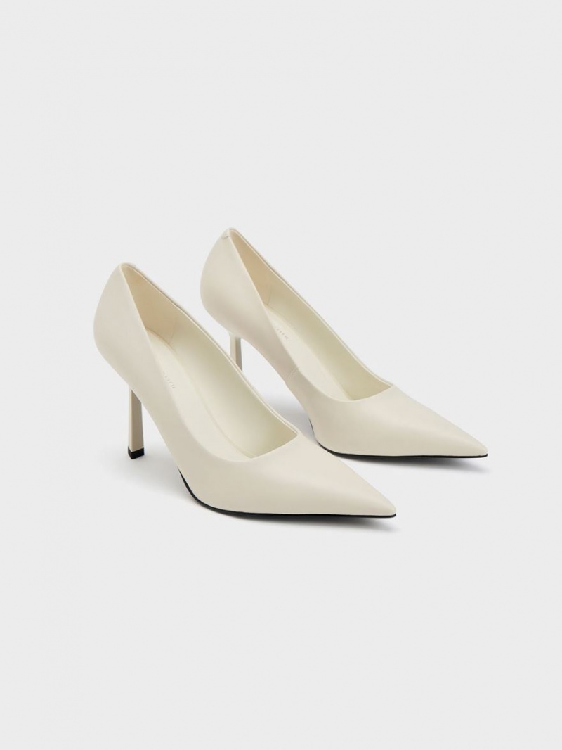 Charles & Keith Pointed-Tå Pumps Pisket Krem | FOKRQ1043