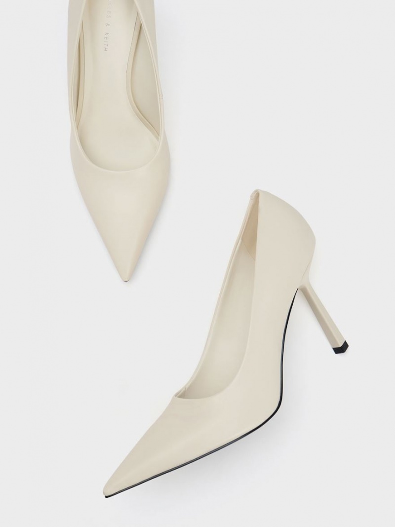 Charles & Keith Pointed-Tå Pumps Pisket Krem | FOKRQ1043