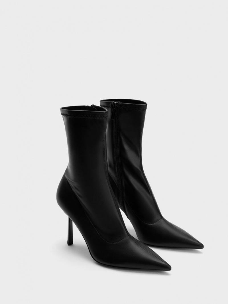 Charles & Keith Pointed-Tå Stiletto Heel Støvletter Svarte | BIELC7430