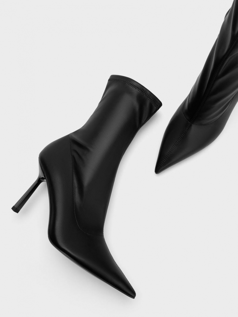 Charles & Keith Pointed-Tå Stiletto Heel Støvletter Svarte | BIELC7430