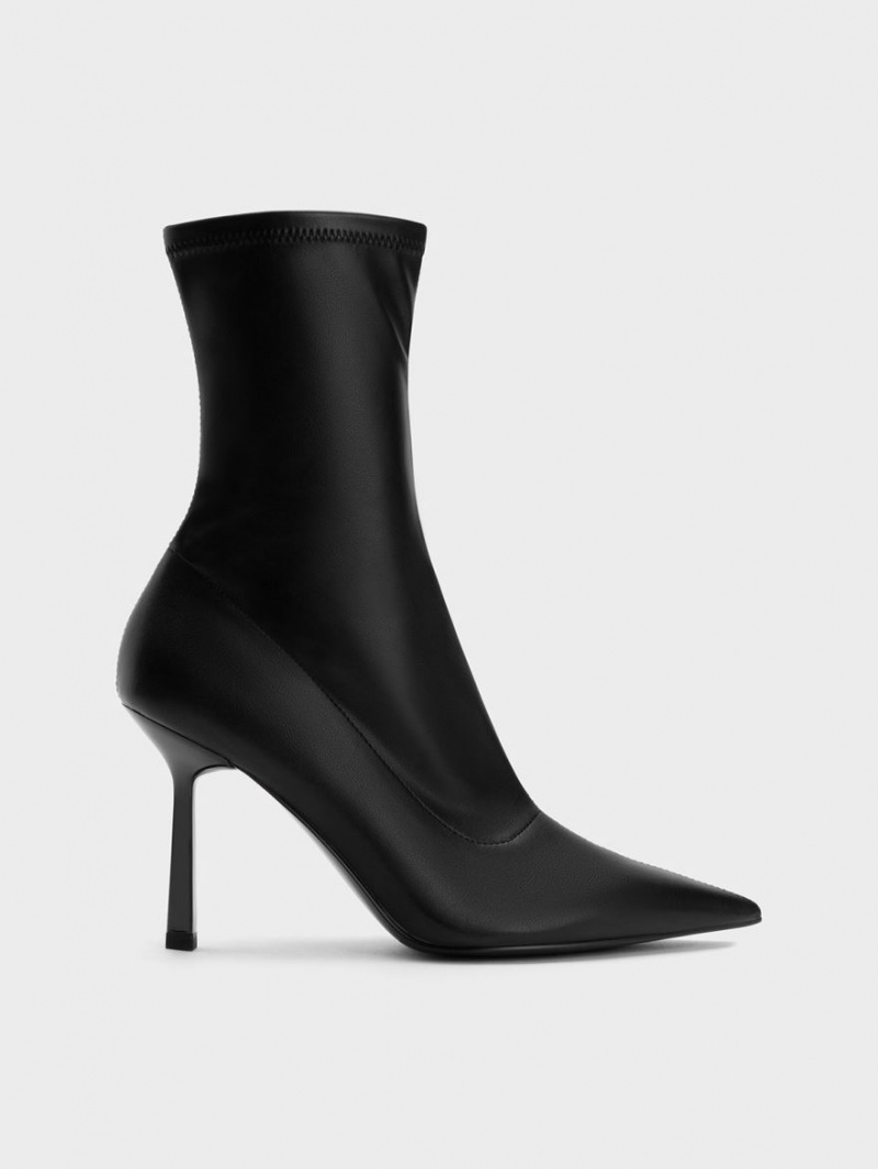 Charles & Keith Pointed-Tå Stiletto Heel Støvletter Svarte | BIELC7430