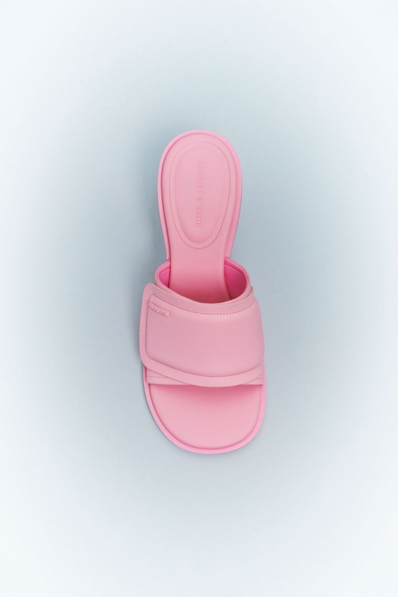 Charles & Keith Puffy Sculptural Heel Mules Sko Rosa | JDCAB0873