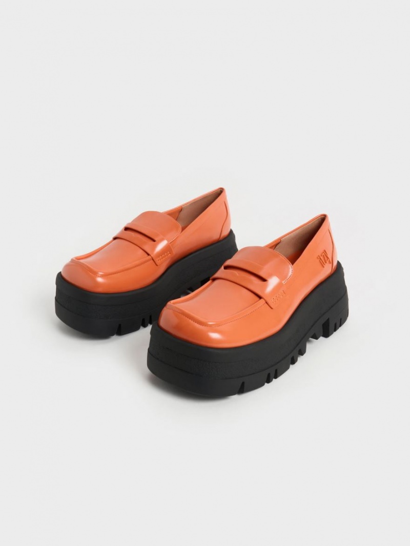 Charles & Keith Rainier Chunky Platform Penny Loafers Oransje | LMOKH2087