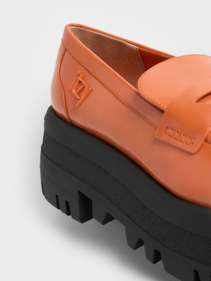 Charles & Keith Rainier Chunky Platform Penny Loafers Oransje | LMOKH2087