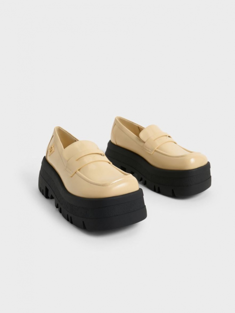 Charles & Keith Rainier Chunky Platform Penny Loafers Gul | MZFQT9835