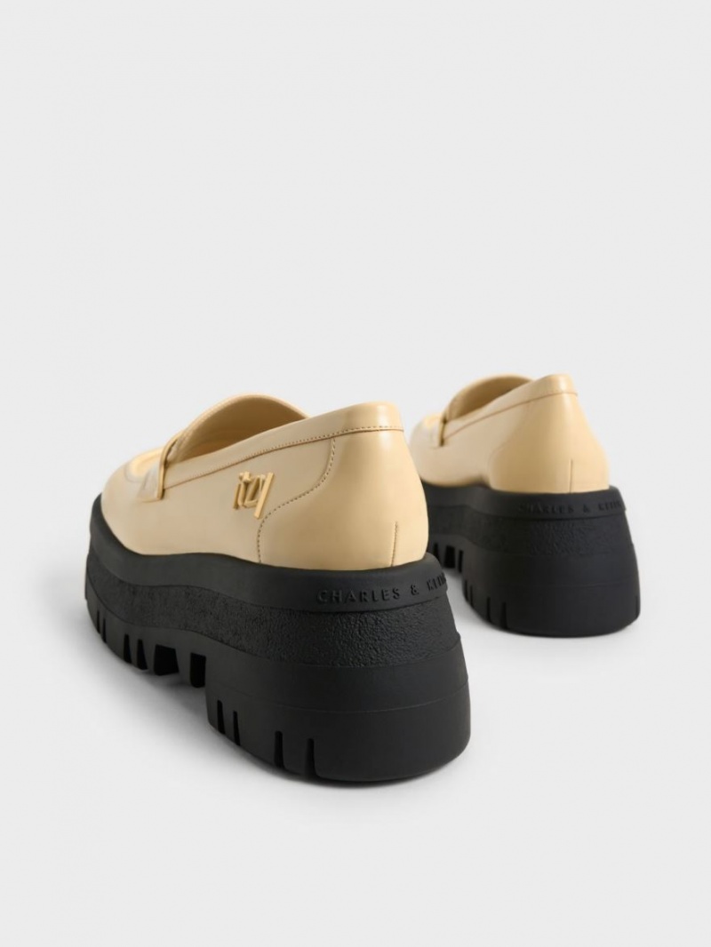 Charles & Keith Rainier Chunky Platform Penny Loafers Gul | MZFQT9835