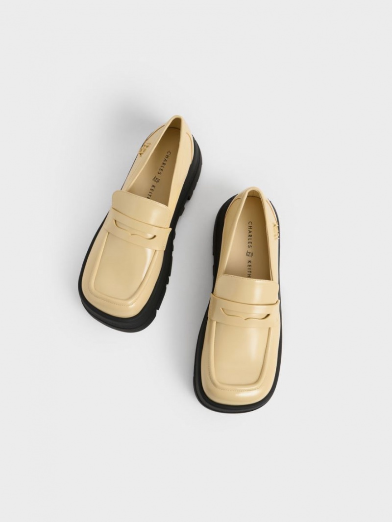 Charles & Keith Rainier Chunky Platform Penny Loafers Gul | MZFQT9835