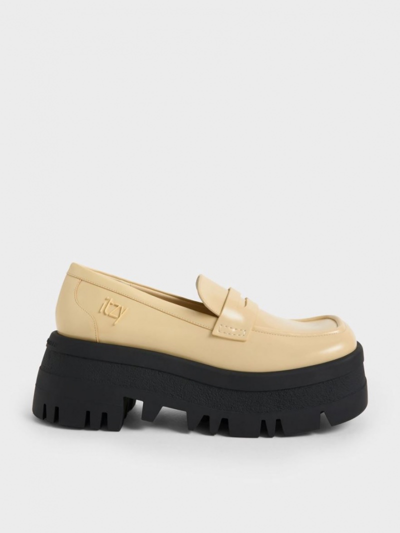 Charles & Keith Rainier Chunky Platform Penny Loafers Gul | MZFQT9835