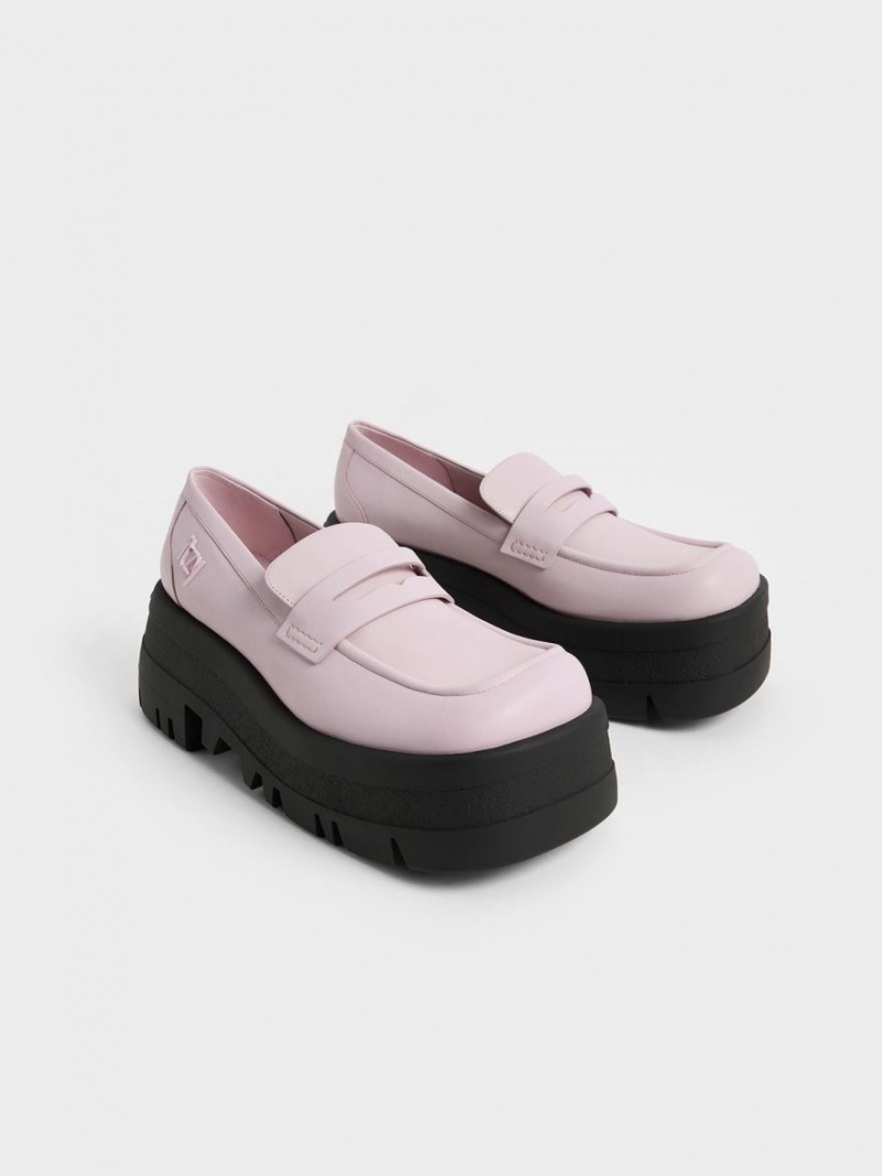 Charles & Keith Rainier Chunky Platform Penny Loafers Lilla | EHNSZ1398