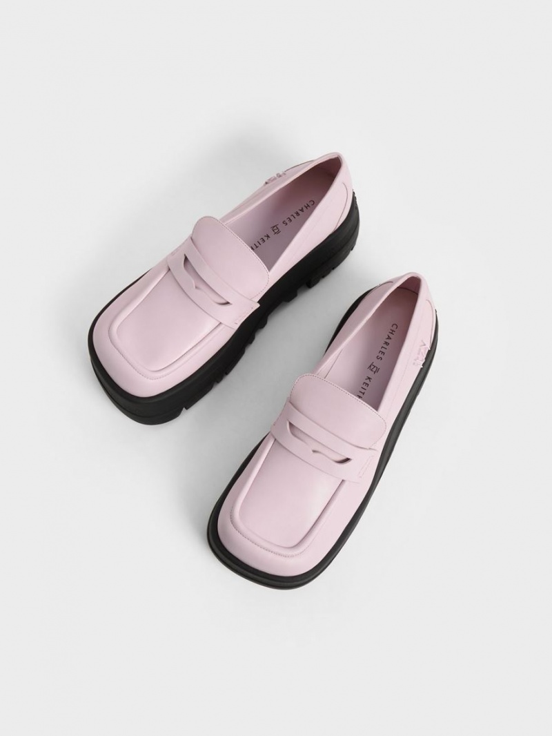 Charles & Keith Rainier Chunky Platform Penny Loafers Lilla | EHNSZ1398