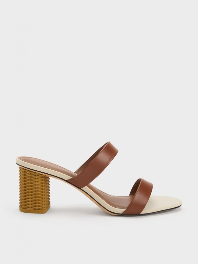 Charles & Keith Rattan Block Sandaler med Hæl Brune | YBFCR3678