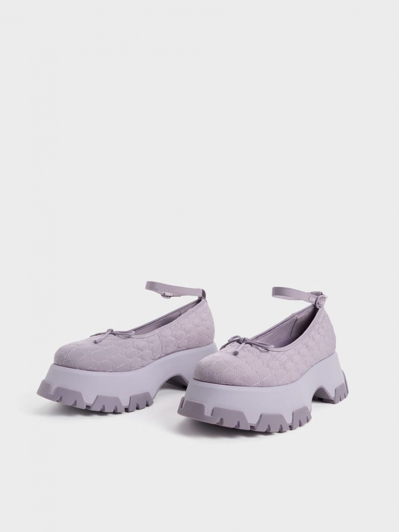 Charles & Keith Recycled Polyester Bow Ballerinasko Lilla | FXWLQ7520