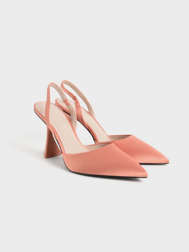 Charles & Keith Recycled Polyester Slingback Pumps Korall | LDRZE7841