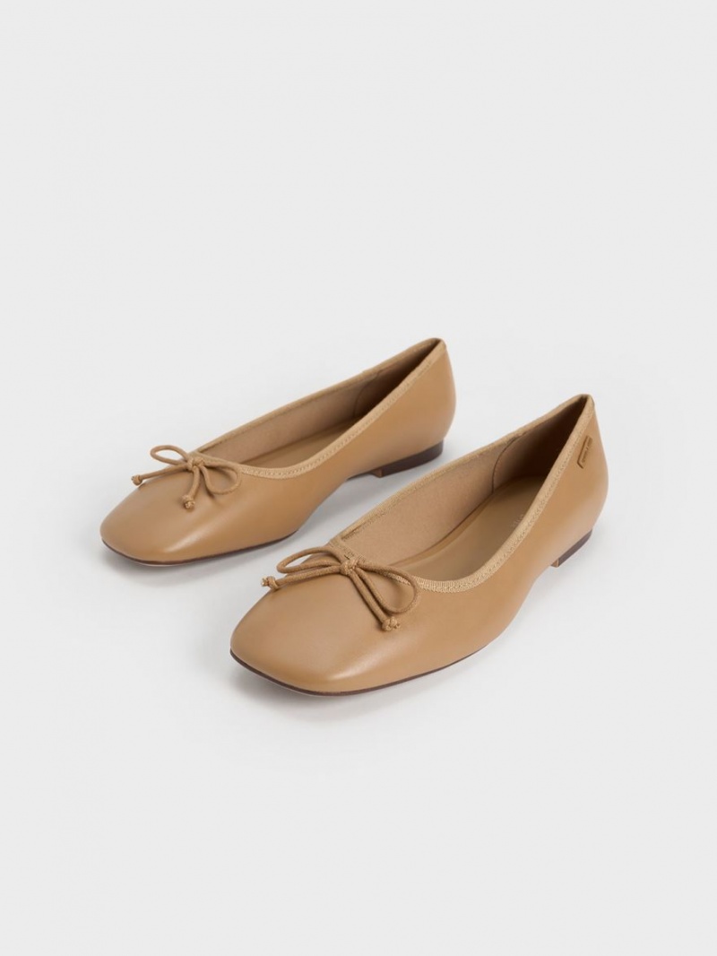 Charles & Keith Rhea Bow Ballerinasko Brune | TEXIR4638