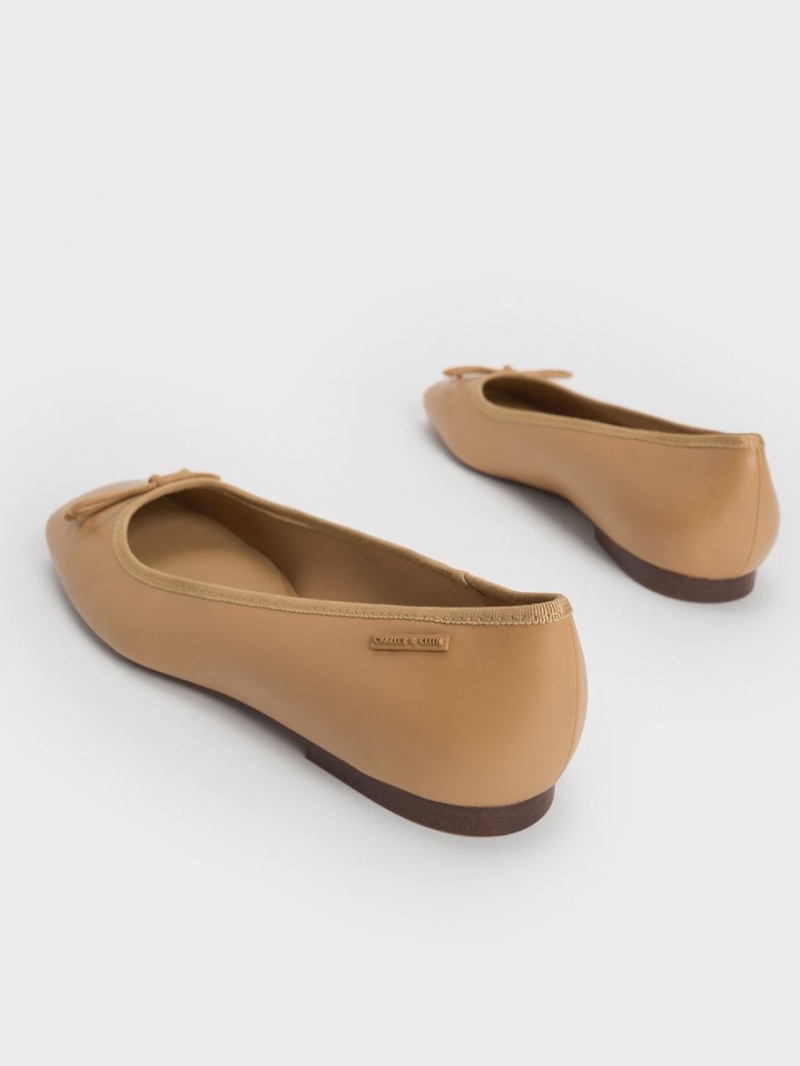 Charles & Keith Rhea Bow Ballerinasko Brune | TEXIR4638