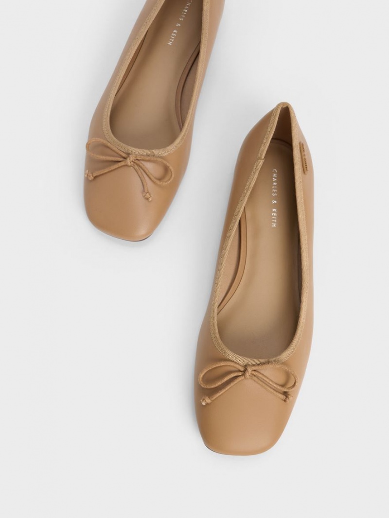 Charles & Keith Rhea Bow Ballerinasko Brune | TEXIR4638