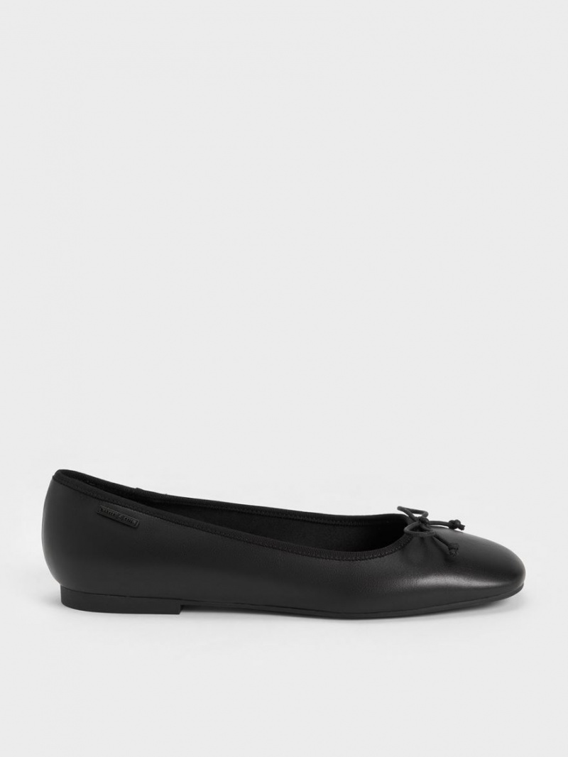 Charles & Keith Rhea Bow Ballerinasko Svarte | ZCEIT8462