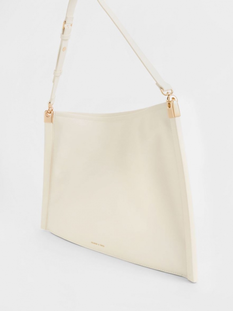 Charles & Keith Ridley Slouchy Tote Veske Pisket Krem | YWKHR2684