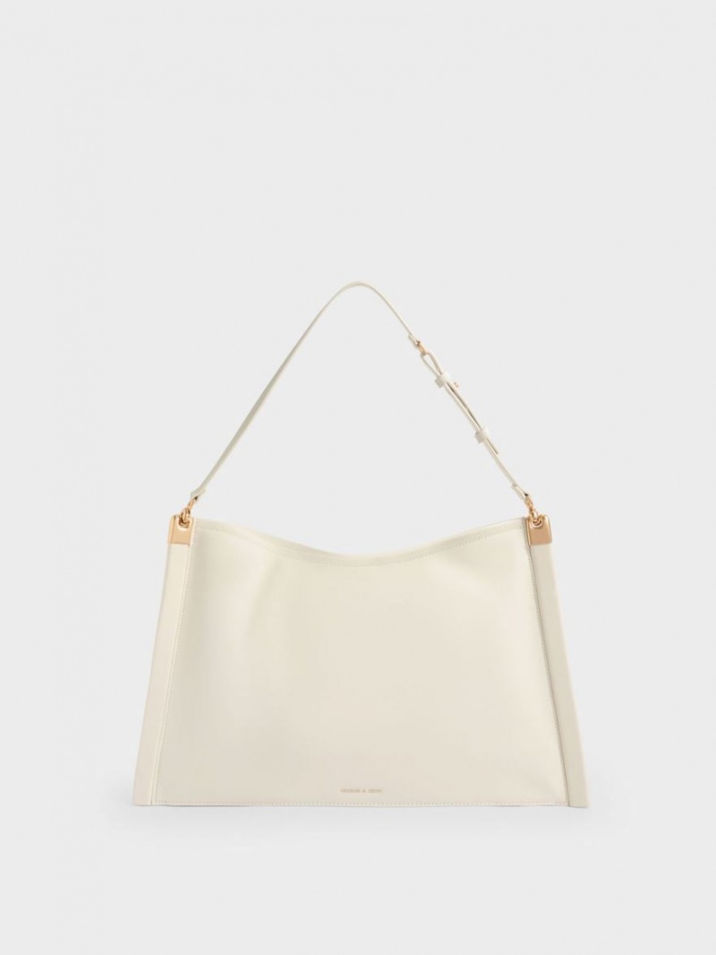 Charles & Keith Ridley Slouchy Tote Veske Pisket Krem | YWKHR2684