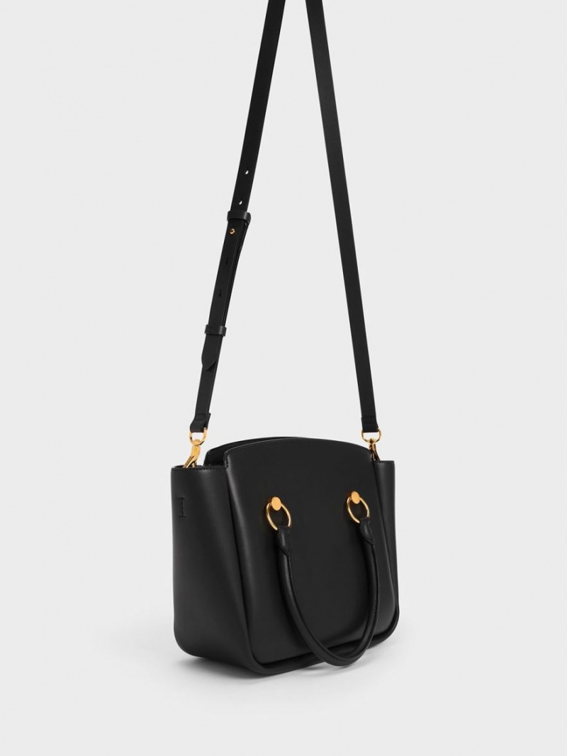 Charles & Keith Ring-Embellished Large Tote Veske Svarte | KNXLH3659