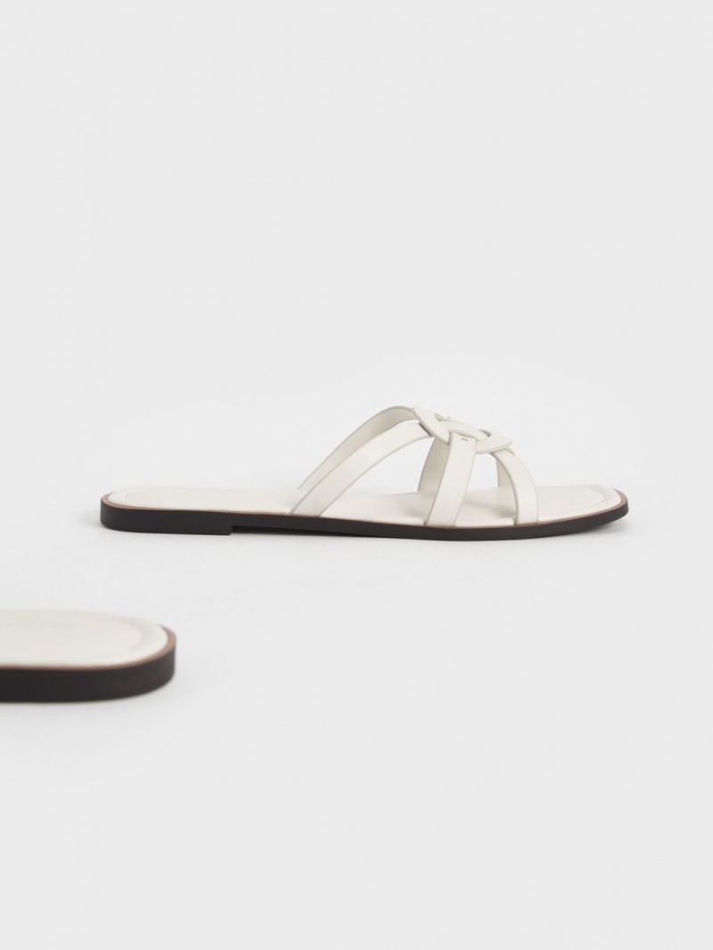 Charles & Keith Ring Detail Strappy Flats Badesandaler Hvite | GHFYQ2105