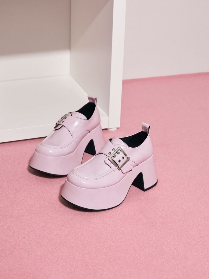 Charles & Keith Rubina Buckled Chunky Loafers Lyse Rosa | APGID1832