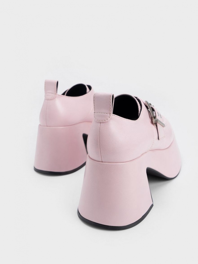 Charles & Keith Rubina Buckled Chunky Loafers Lyse Rosa | APGID1832