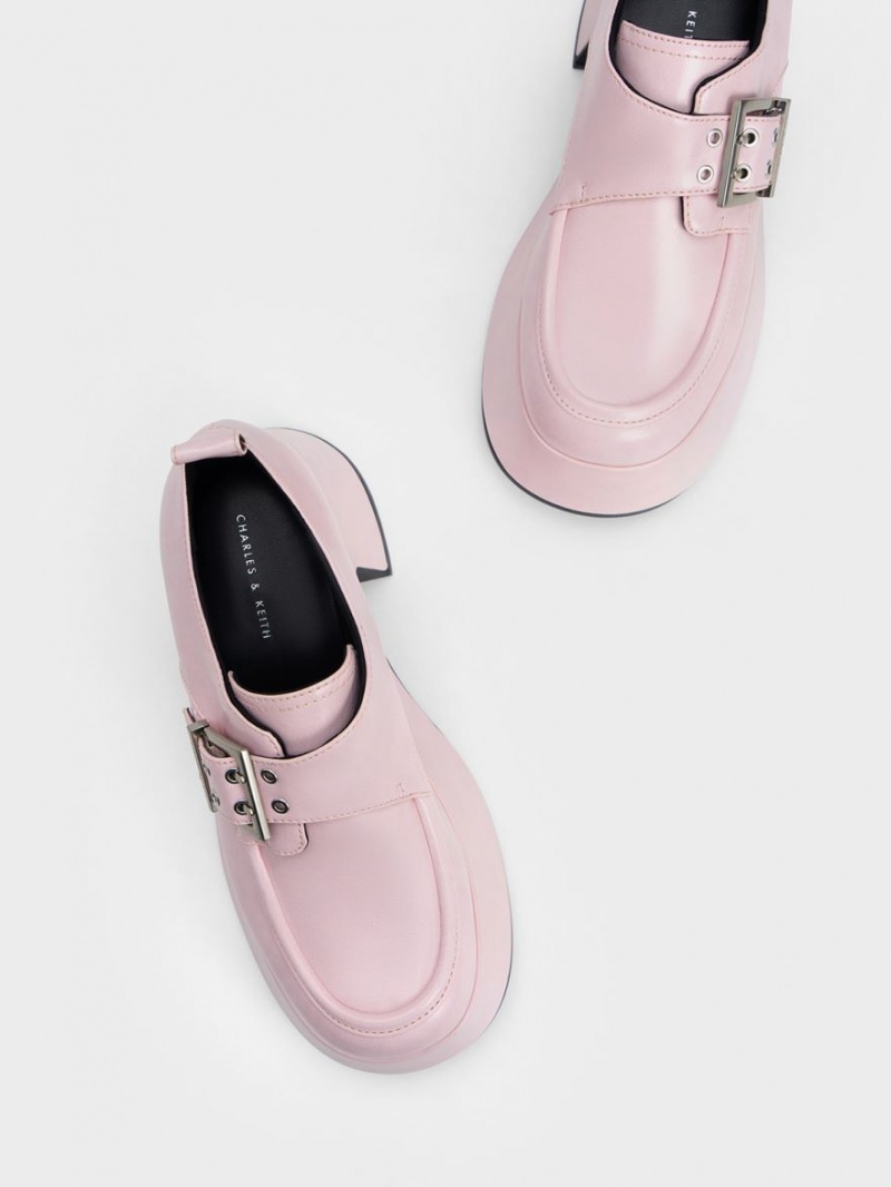 Charles & Keith Rubina Buckled Chunky Loafers Lyse Rosa | APGID1832