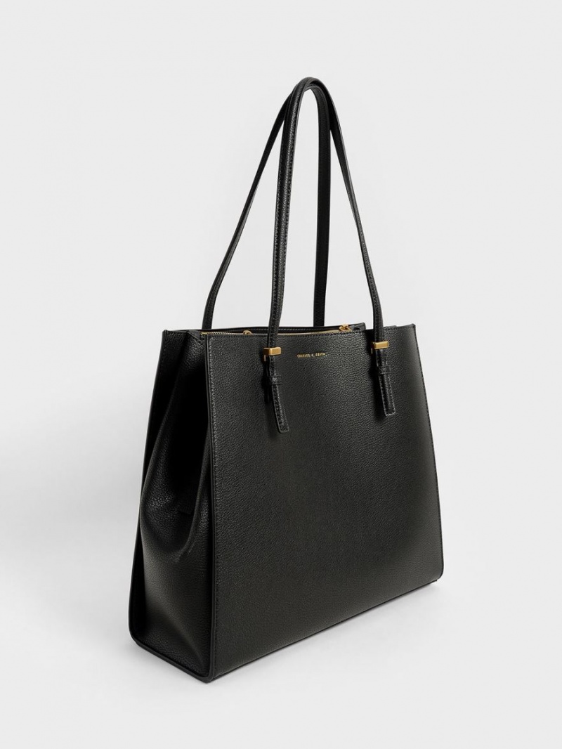 Charles & Keith Sansa Tote Veske Svarte | CMGRS5420