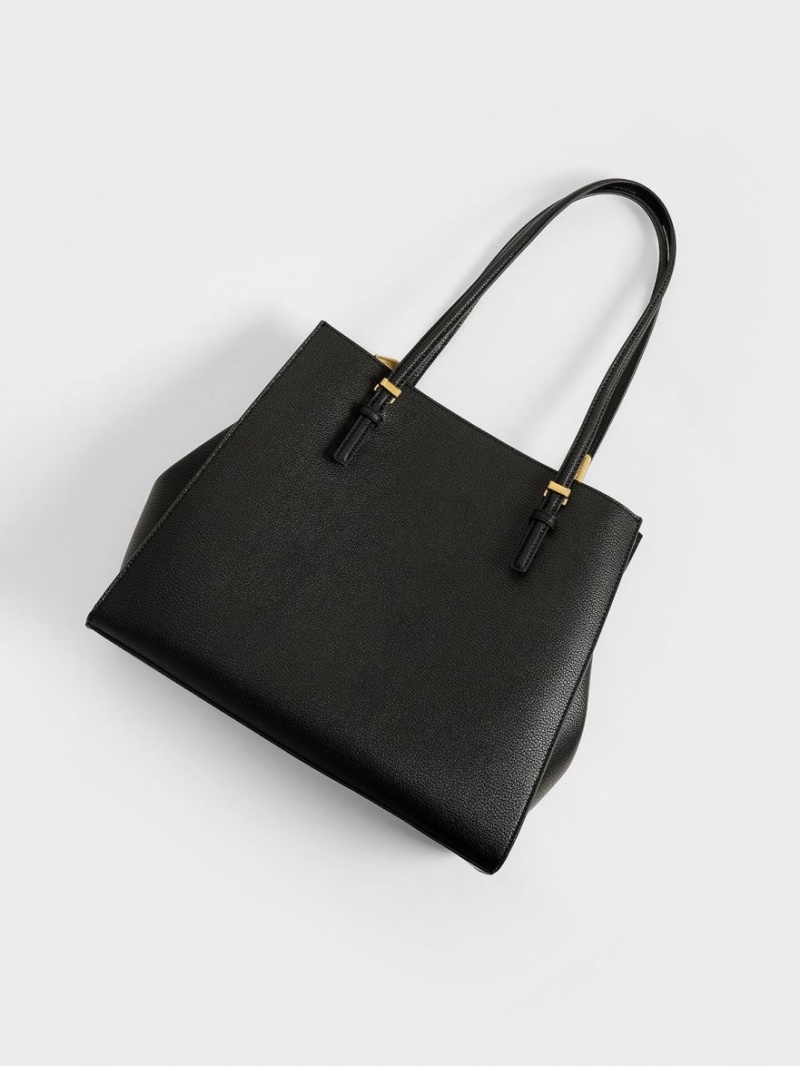 Charles & Keith Sansa Tote Veske Svarte | CMGRS5420