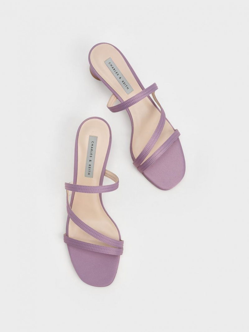 Charles & Keith Satin Wavy Reima Mules Sko Lilla | TXAOH0482