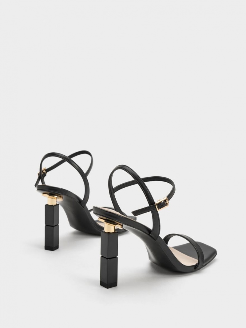 Charles & Keith Sculptural Sandaler med Hæl Svarte | AUDRP4289