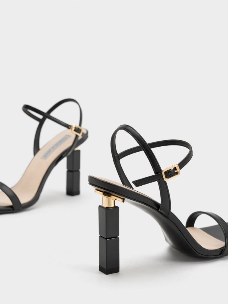 Charles & Keith Sculptural Sandaler med Hæl Svarte | AUDRP4289