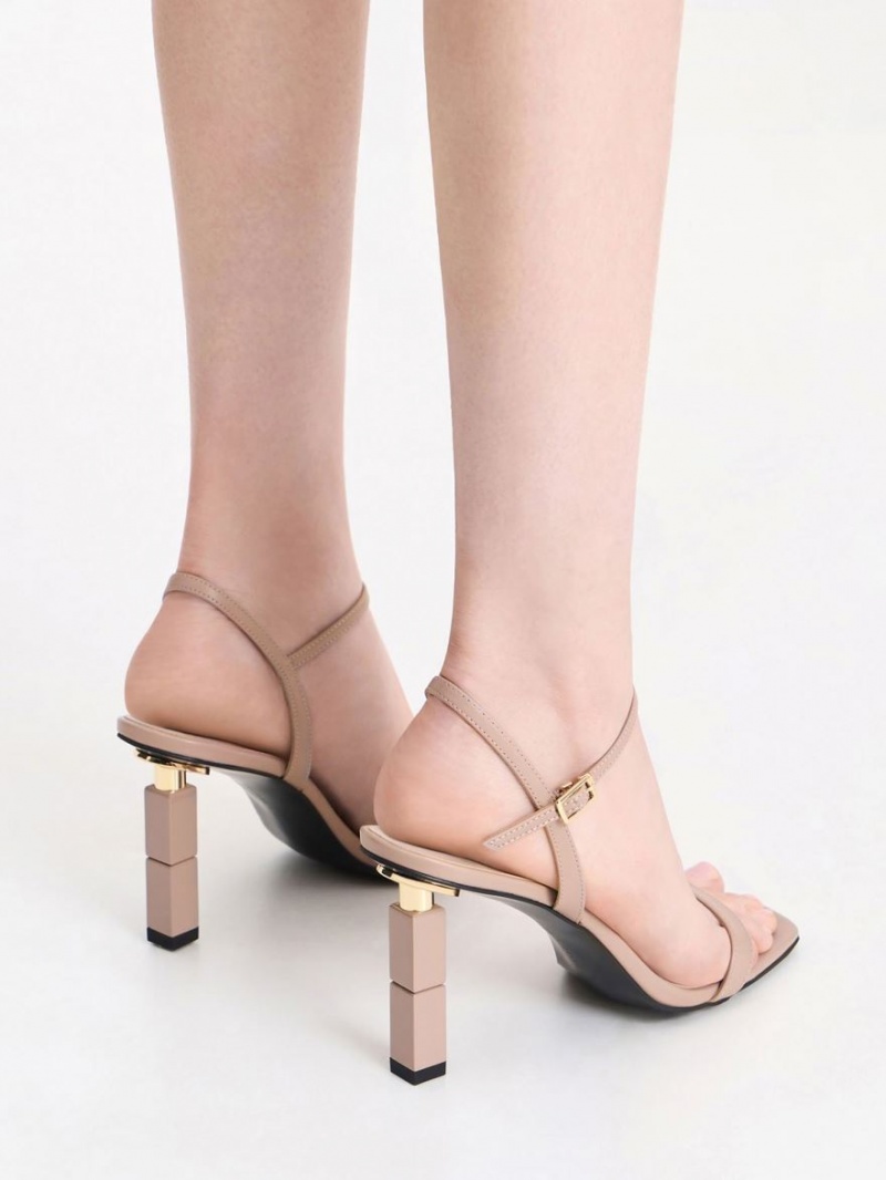 Charles & Keith Sculptural Sandaler med Hæl Beige | INAJT7580