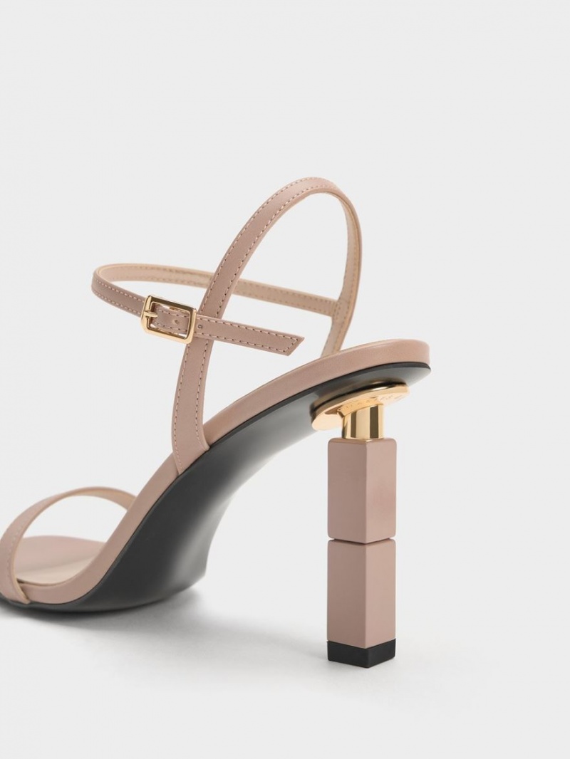 Charles & Keith Sculptural Sandaler med Hæl Beige | INAJT7580