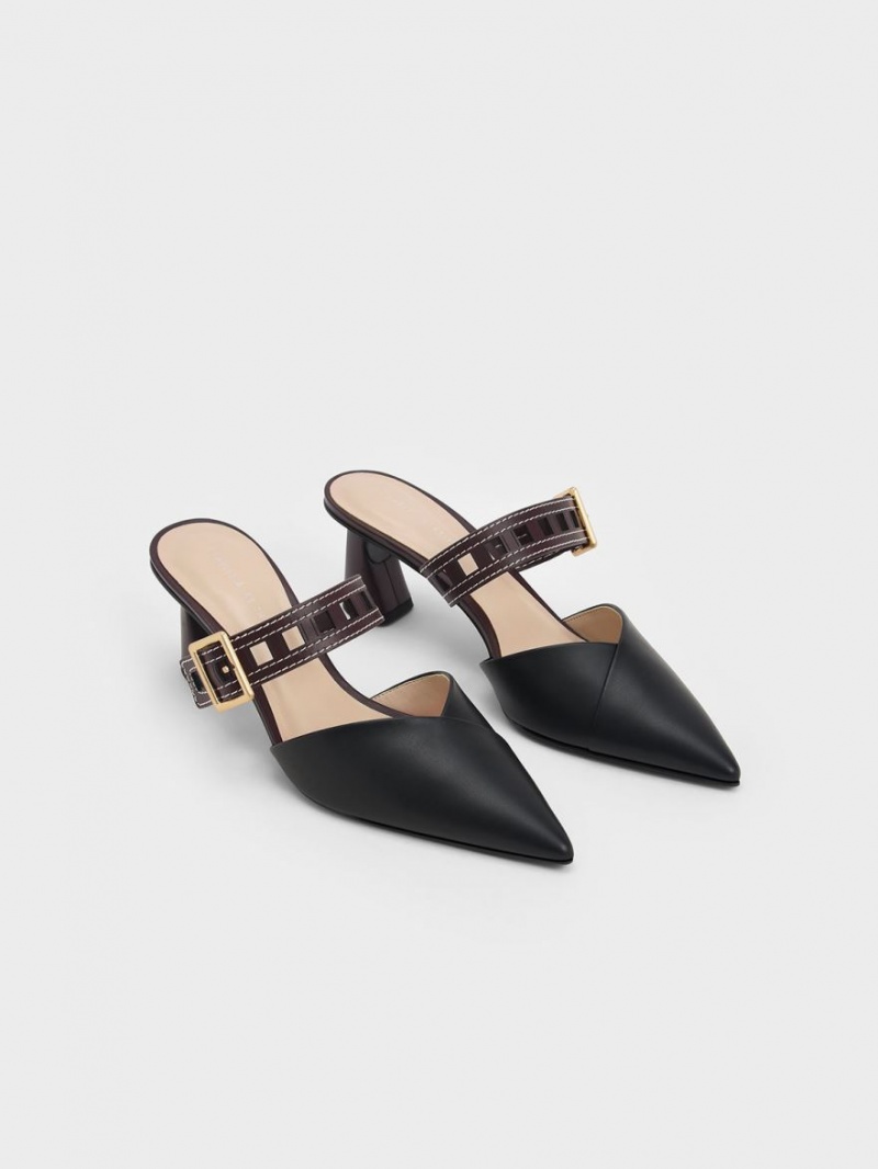 Charles & Keith Sepphe Cut-Out Reima Hælene Mule Pumps Svarte | HWJSE8159