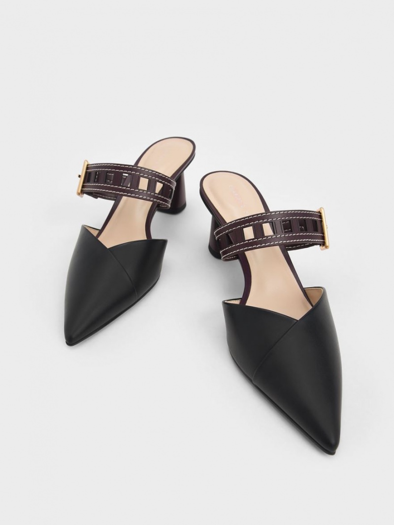 Charles & Keith Sepphe Cut-Out Reima Hælene Mule Pumps Svarte | HWJSE8159