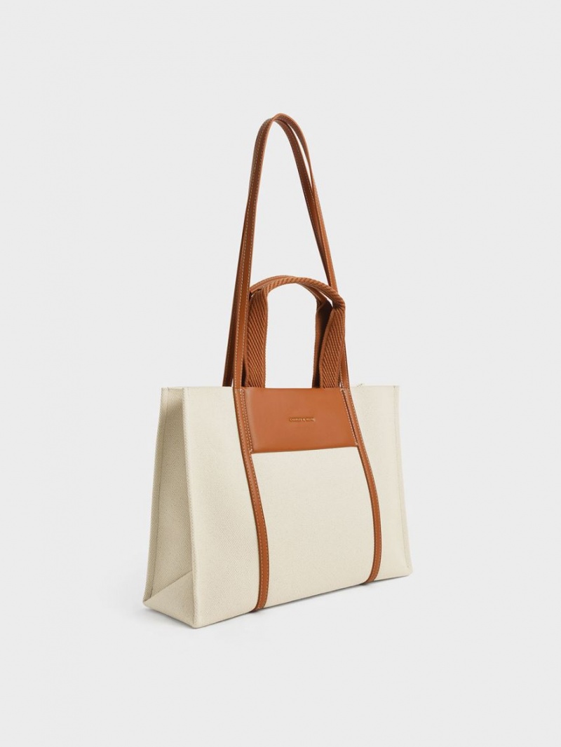 Charles & Keith Shalia Canvas Tote Veske Brune | PJWQK0547