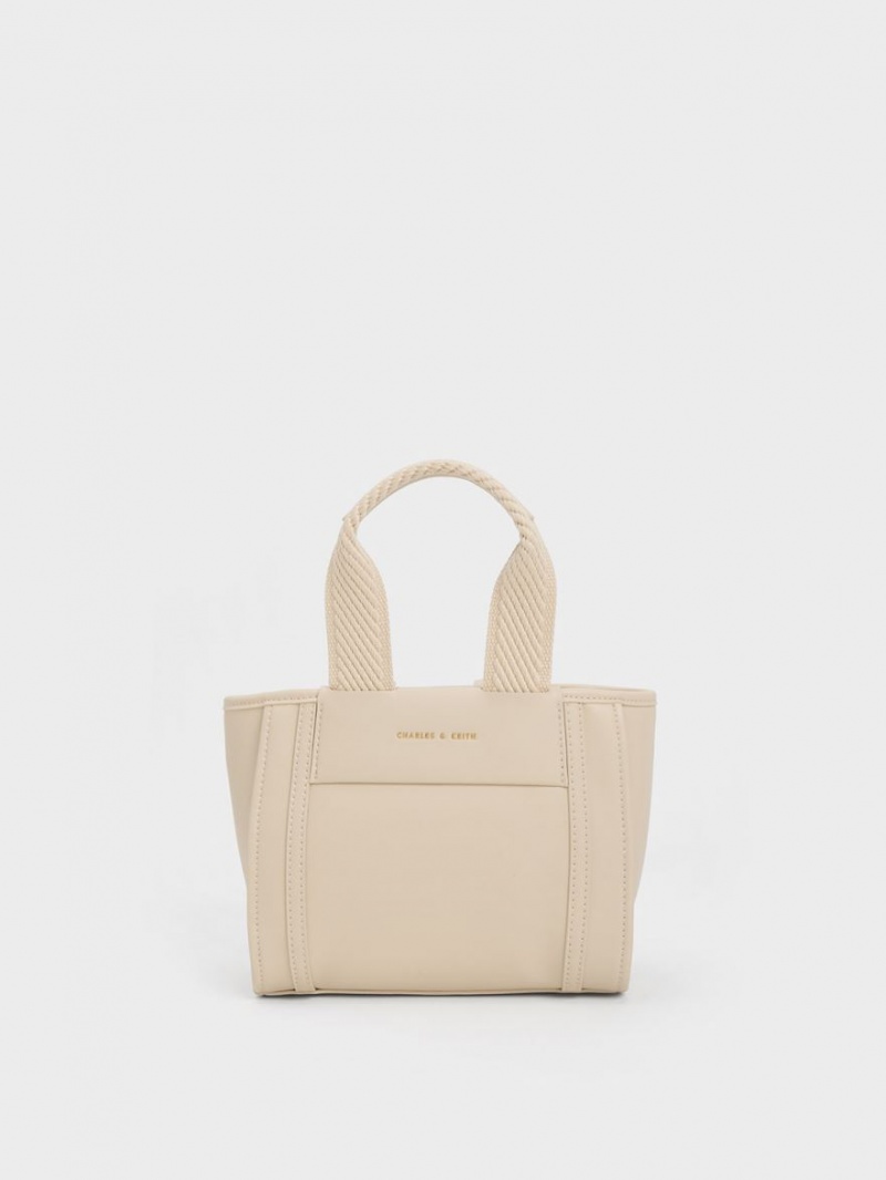 Charles & Keith Shalia Chain-Handle Tote Veske Beige | MFAUV3970