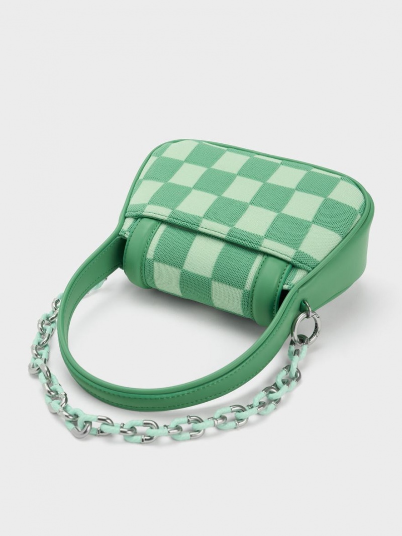 Charles & Keith Shiloh Checkerboard Top Håndveske Grønn | YIUWH4865