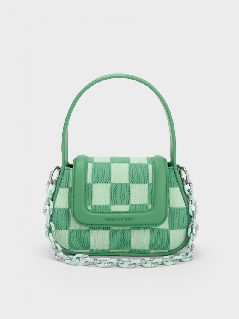 Charles & Keith Shiloh Checkerboard Top Håndveske Grønn | YIUWH4865